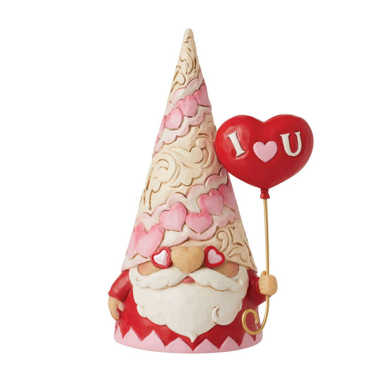Gnome Holidng Heart Balloon, Filled with Love