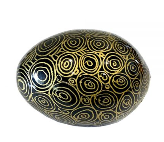 Egg Lacquered Ornament - Gold/Black