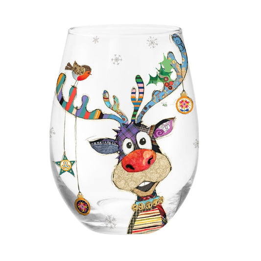 Christmas Rudolph Stemless Glass - Bug Art