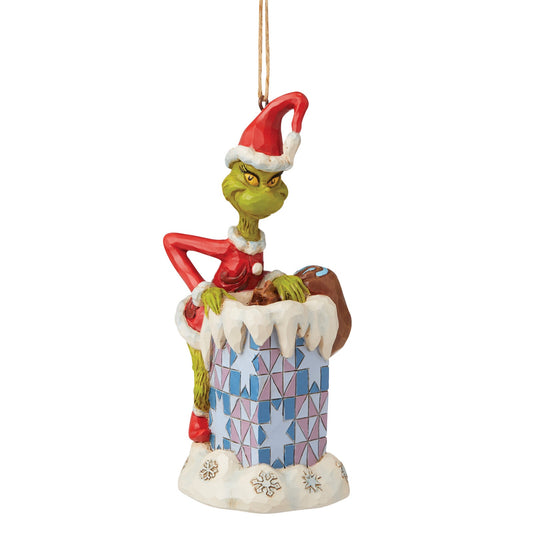 Hanging Ornament - Grinch Climbing Chimney - JS