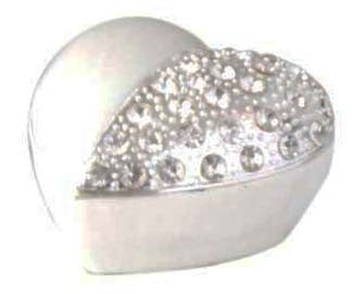 Silver Heart Jewellery Box  Diamante and Pearlescent