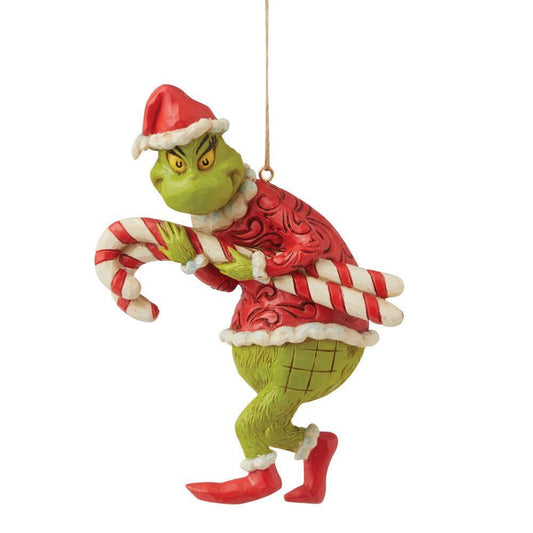 Hanging Ornament - Grinch Stealing Candy Cane - JS