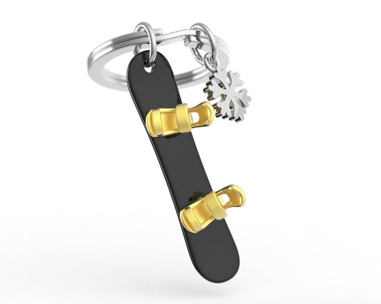 Metalmorphose - Keychain Snowboard With Snowflake Charm