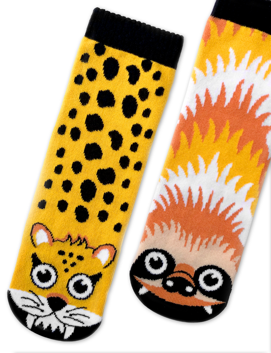 Pals Socks - Sloth and Cheetah (4-8 years)
