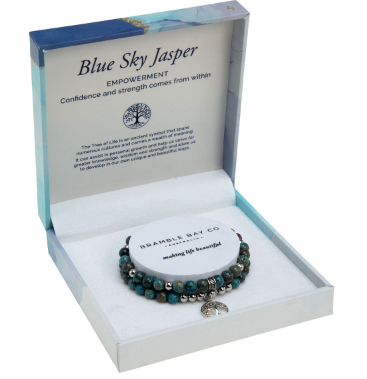 Duo Bracelet Set-Blue Sky Jasper Rhodium