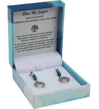 Duo Earrings-Blue Sky Jasper Rhodium