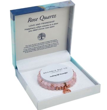 Duo Bracelet Set-Rose Quartz Rose Gold