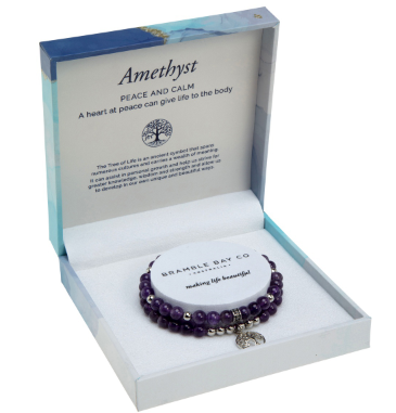 Duo Bracelet Set-Amethyst Rhodium