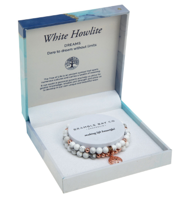 Duo Bracelet Set-White Howlite Rose Gold