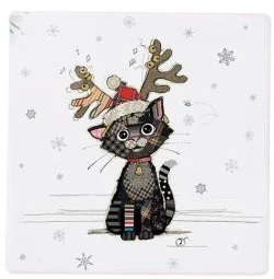 Christmas Kitty Coaster - Bug Art