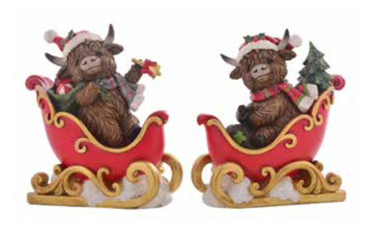 Christmas Highland Cow Sleigh