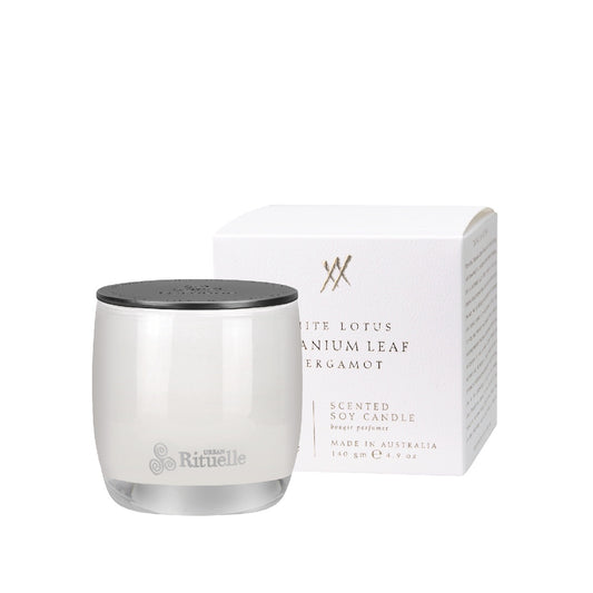 Candle - White Lotus - Geranium Leaf  Bergamot - 140gm