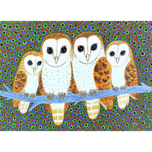 First Nations Four Owls Greeting Card Single - 17.5 x 12.5cm