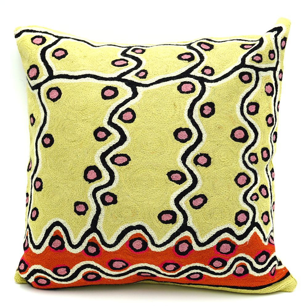 Cushion (40cm) - Chain-Stitched Hand-Dyed Wool (Artist: Sampson)