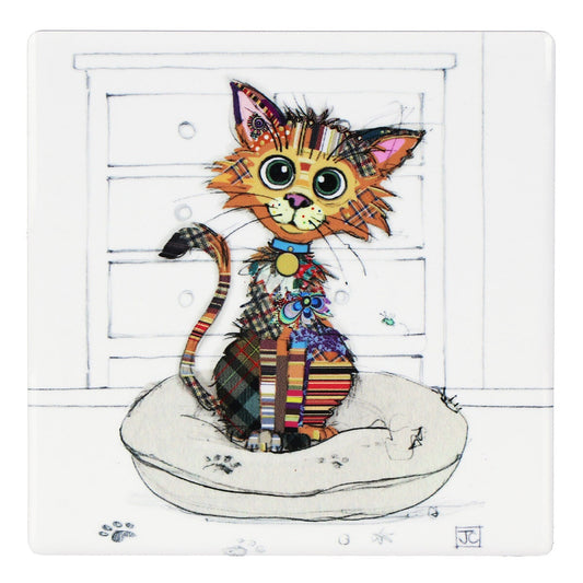 Kimba Kitten Ceramic Coaster - Bug Art