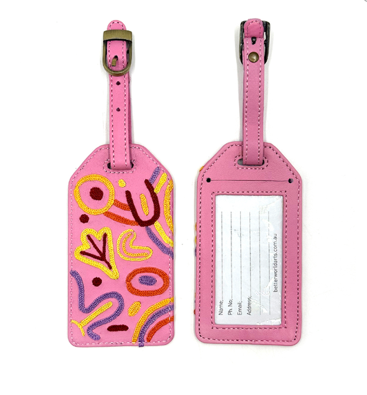 Luggage Tag - Leather - Embroidered CVA714