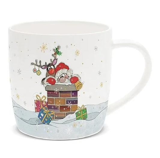 Santa and Rudolph Christmas Mug - Bug Art