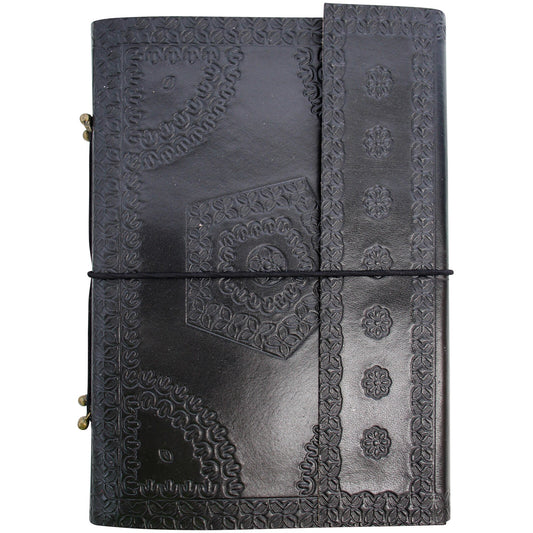 Notebook - Leather -Embroidered Black