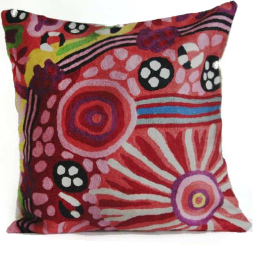 Cushion (40cm) - Chain-Stitched Hand-Dyed Wool (Artists: Damien and Yilpi Marks)