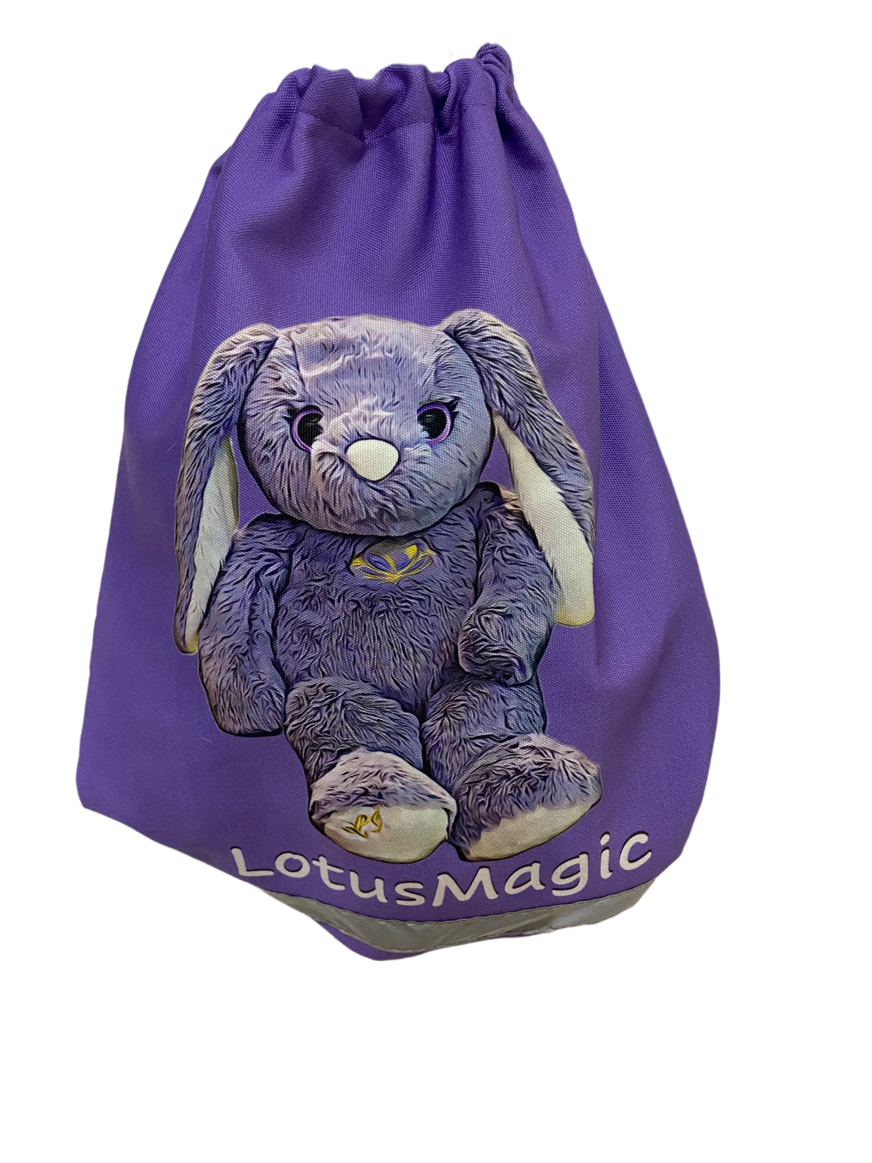 Purple String Backpack Backpack (Drawstring) - Purple- 100% Cotton - Nia (Rabbit) – LotusMagic